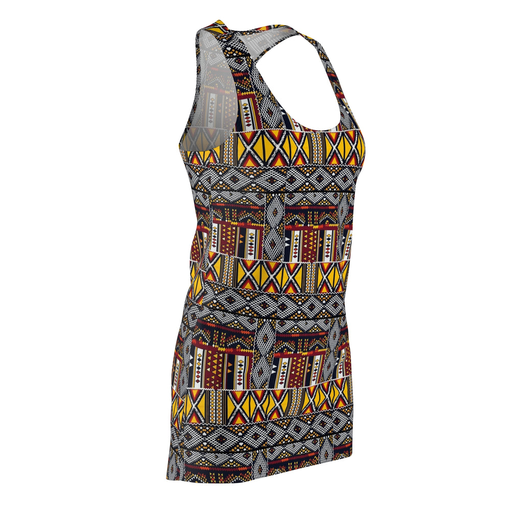 African Tribal Print Racerback Dress – Bold Geo Pattern AOP