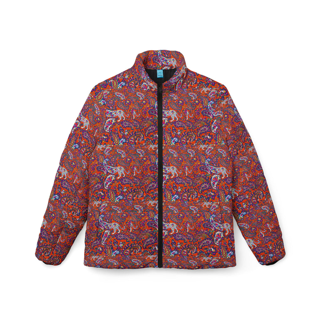 Women’s Puffer Jacket — Autumn Mosaic Pattern Insulated Coat