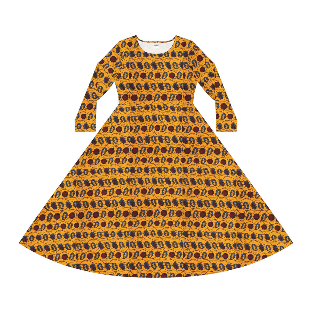 Autumn Sunflower Pattern Long Sleeve Dance Dress