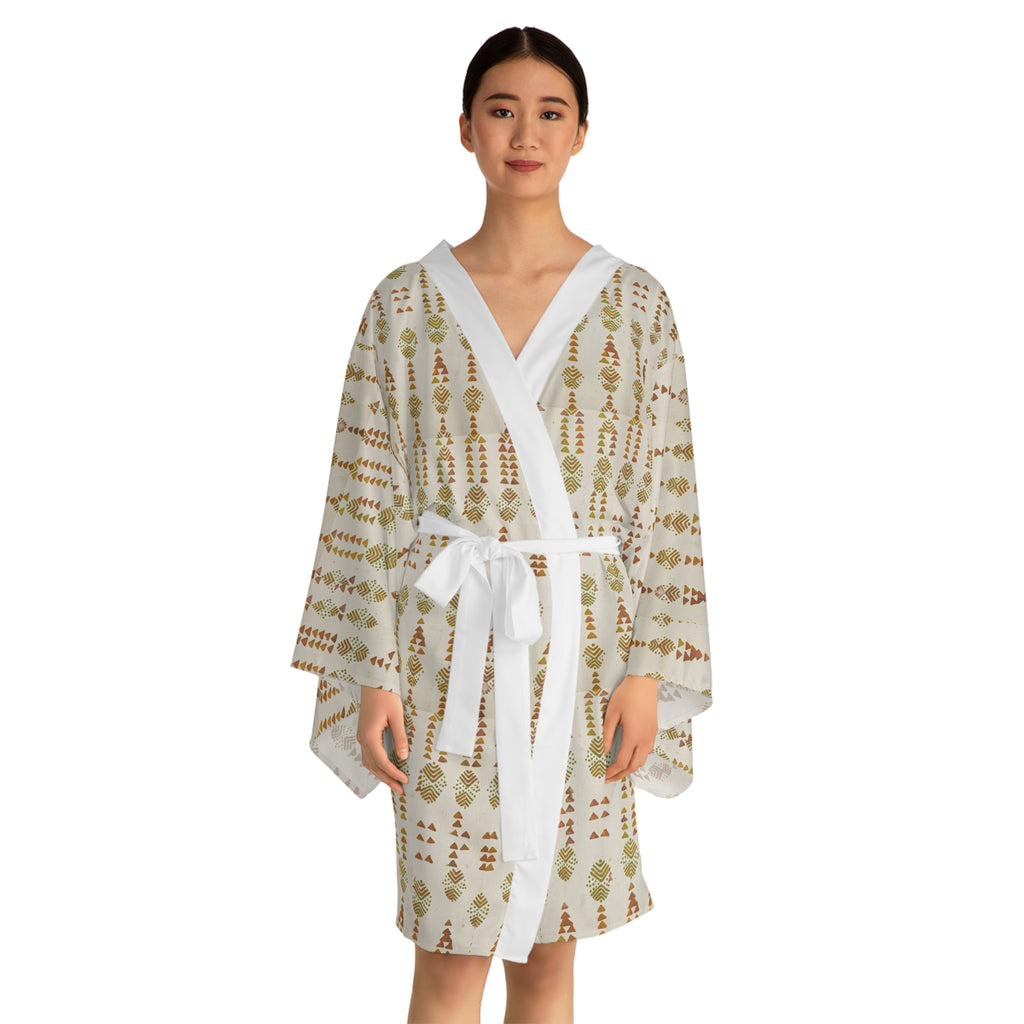 Boho Floral Kimono Robe — All-Over Print Long Sleeve Lounge Wrap