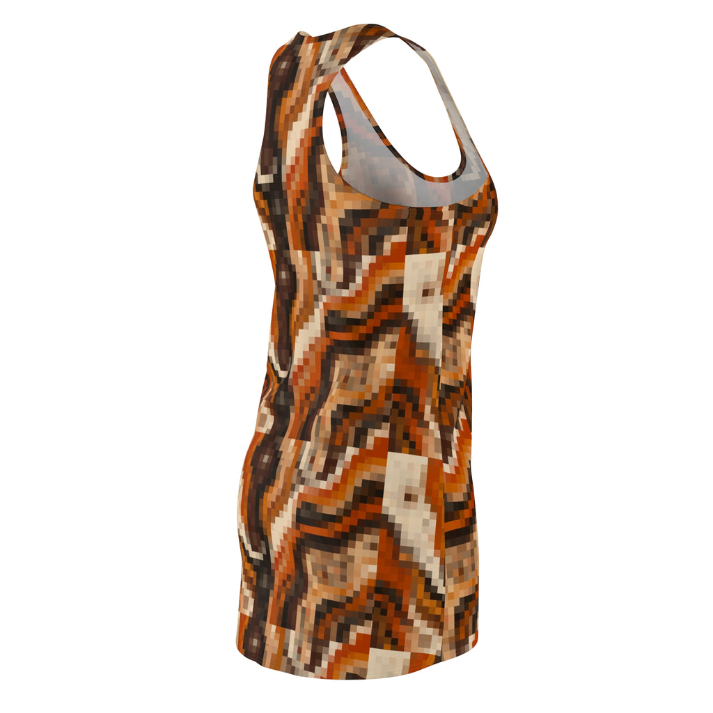 Abstract Brown Mosaic Racerback Dress — Women's Knit Summer Dress