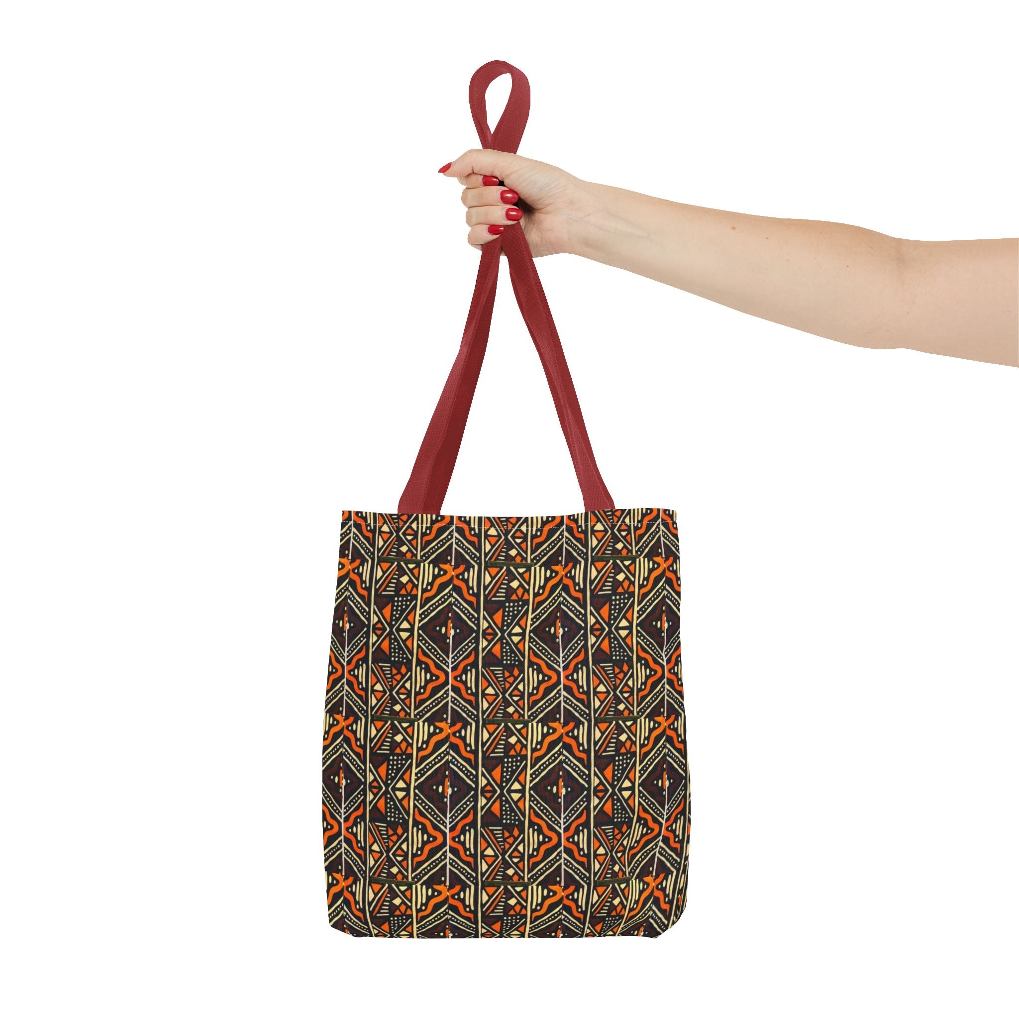 Tribal Geometric Tote Bag – Earthy Aztec Pattern All-Over Print