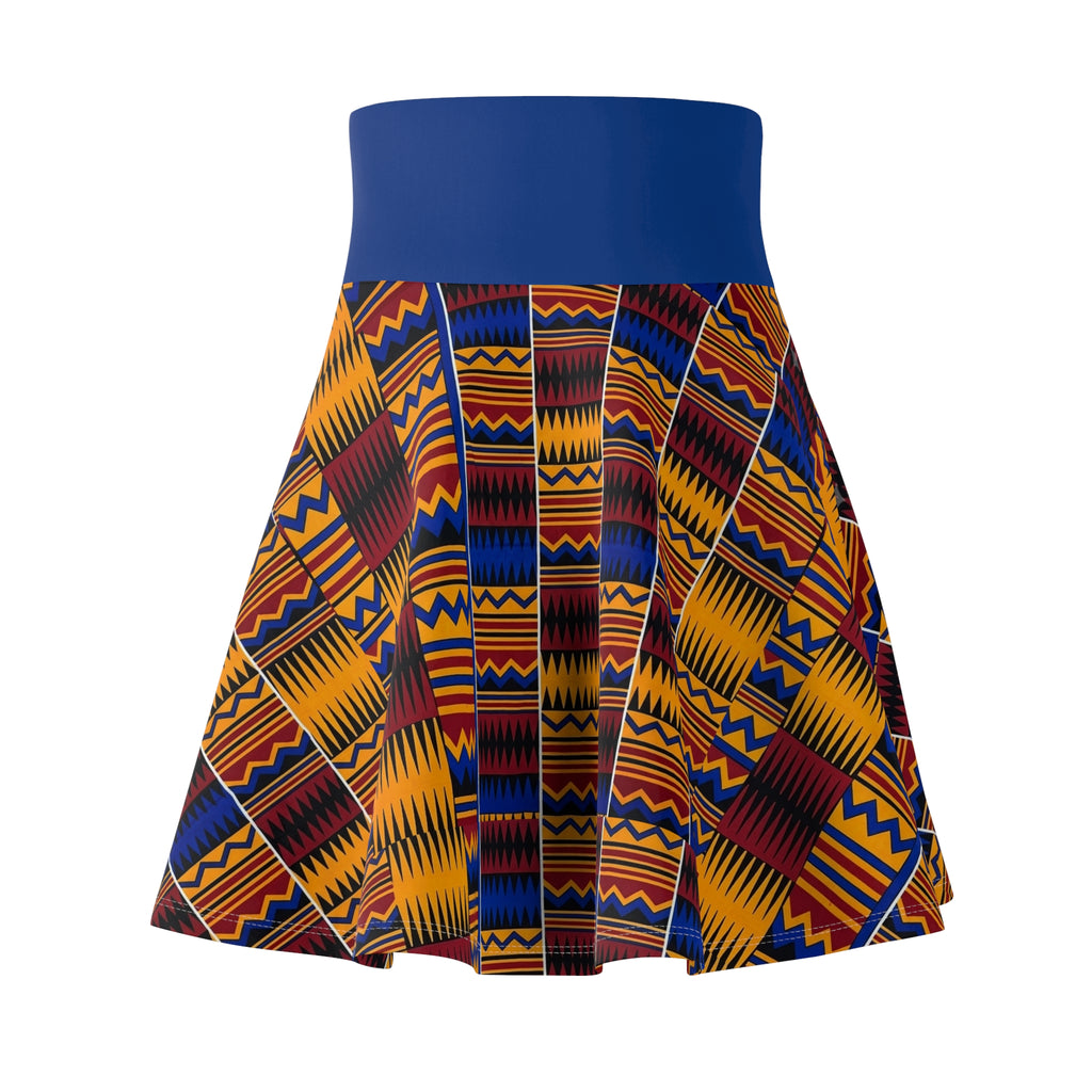 African Kente Print Skater Skirt — Bold Tribal Pattern Summer Circle Skirt