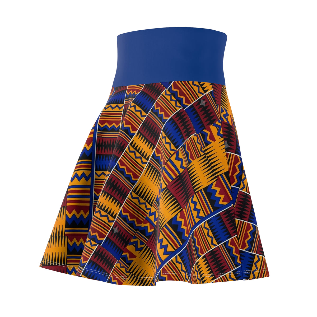 African Kente Print Skater Skirt — Bold Tribal Pattern Summer Circle Skirt