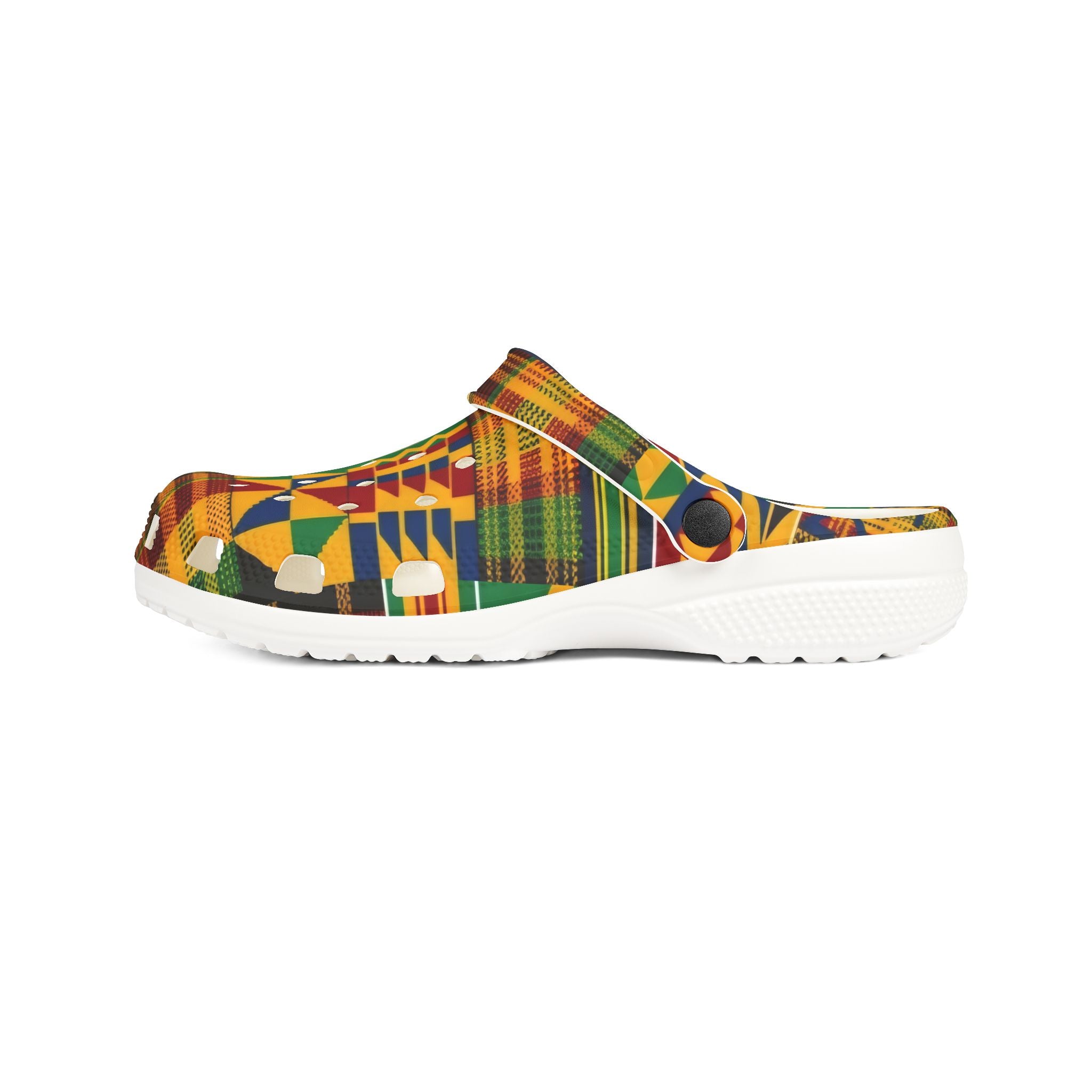Kente Pattern EVA Foam Clogs — Colorful African Print Slip-On Shoes