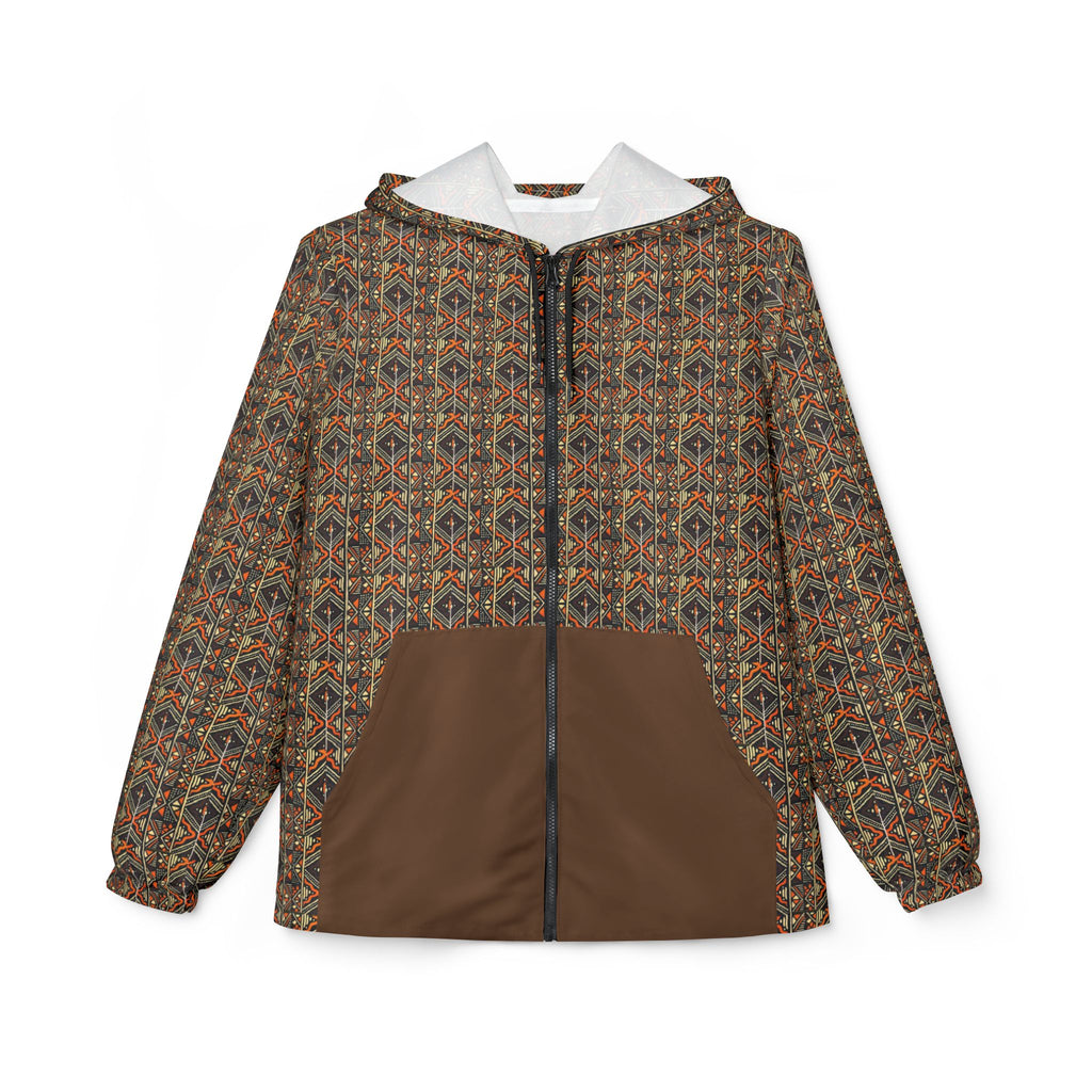 Windbreaker — Retro Boho Geometric Pattern Hooded Jacket