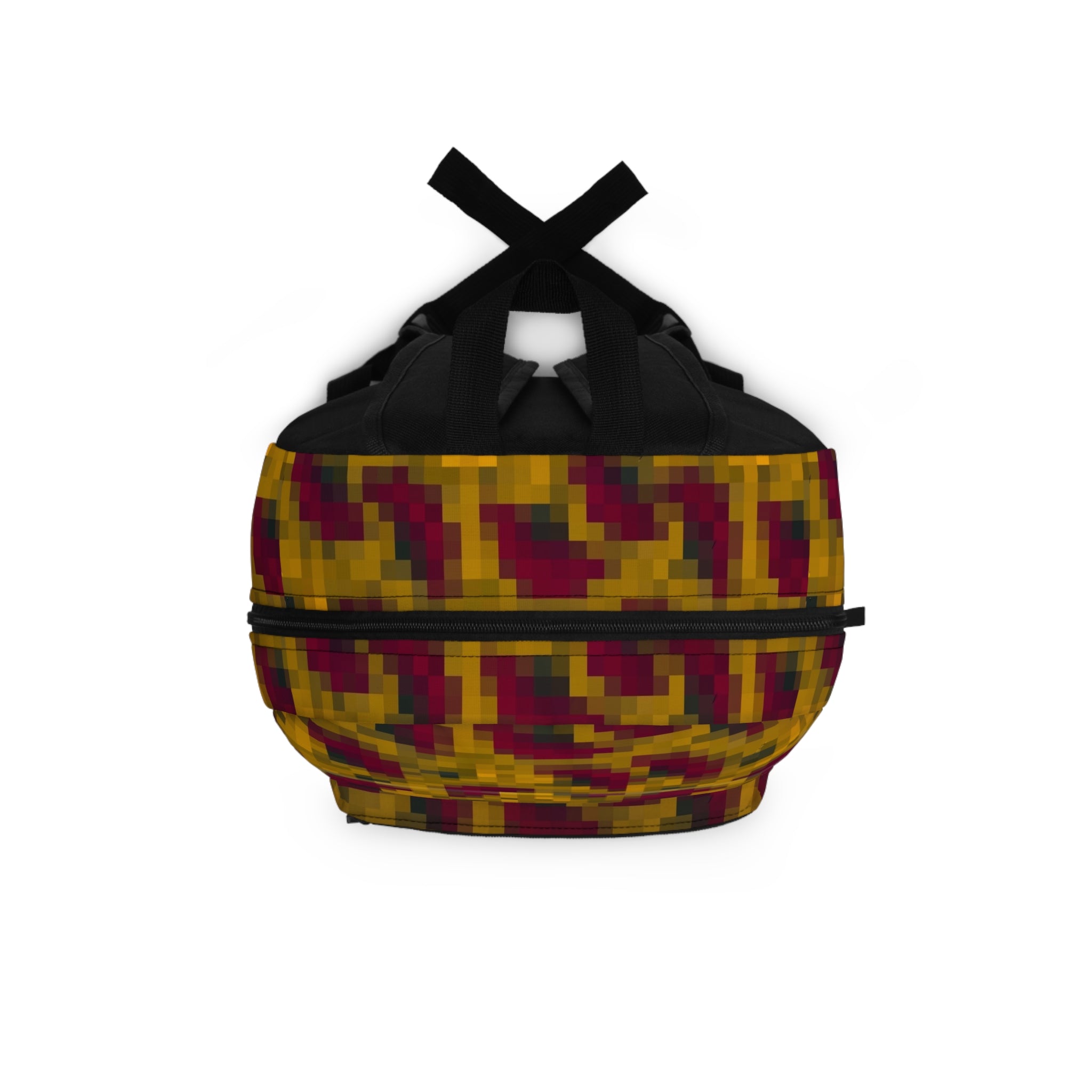 Pixel Camo Backpack — Maroon & Mustard Urban Camouflage Daypack
