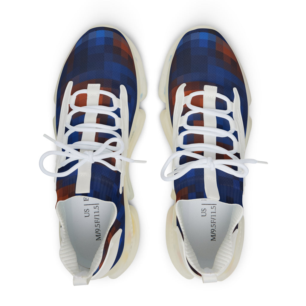 Men's Mesh Sneakers – Blue Red Plaid Athletic Shoes