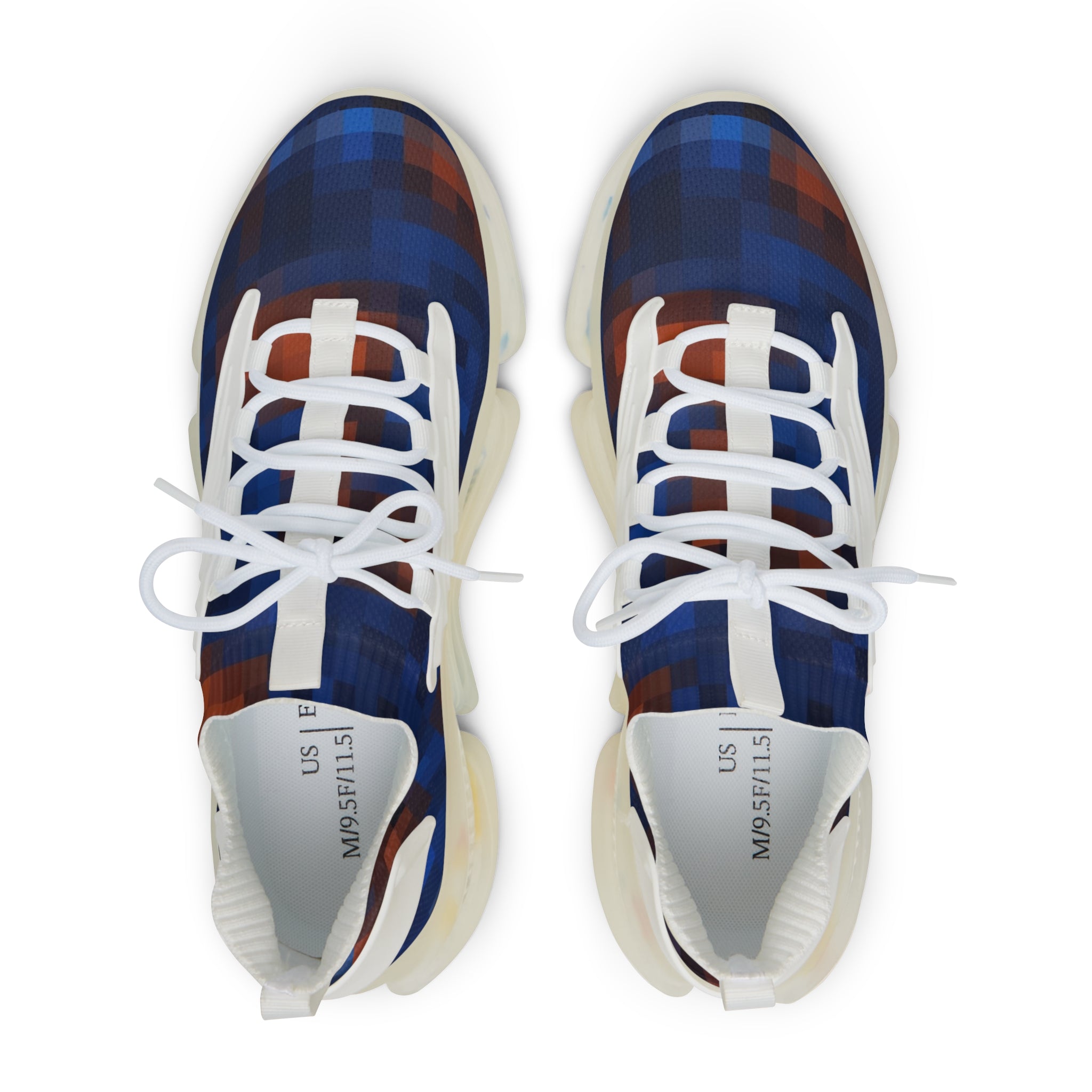 Men's Mesh Sneakers – Blue Red Plaid Athletic Shoes