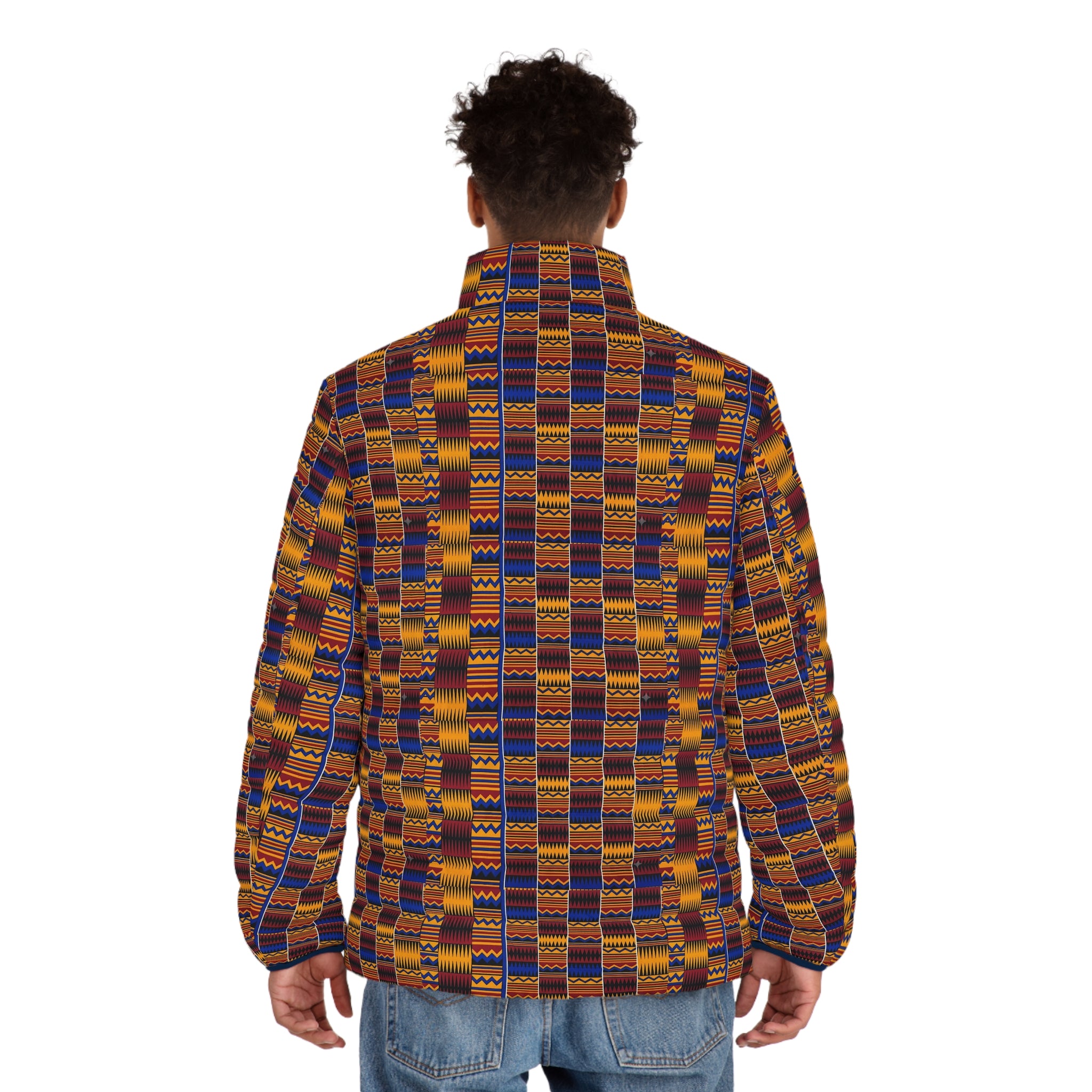 Puffer Jacket - Bold Kente Pattern All-Over Print