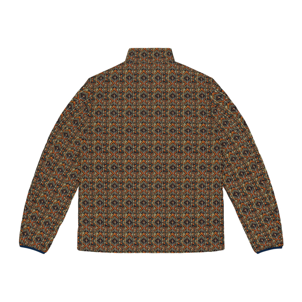 Men's All-Over-Print Puffer Jacket — Vintage Geometric Pattern