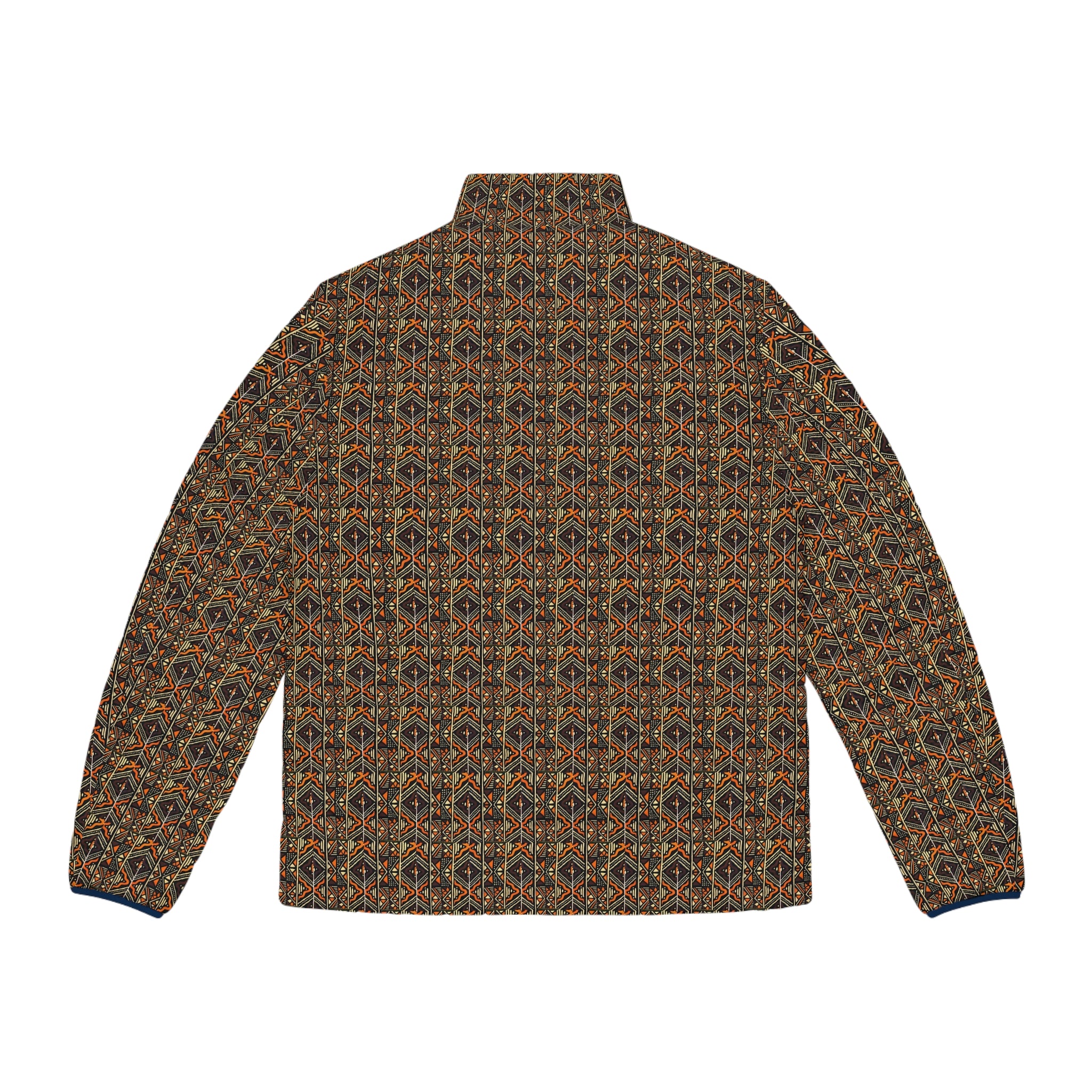 Men's All-Over-Print Puffer Jacket — Vintage Geometric Pattern