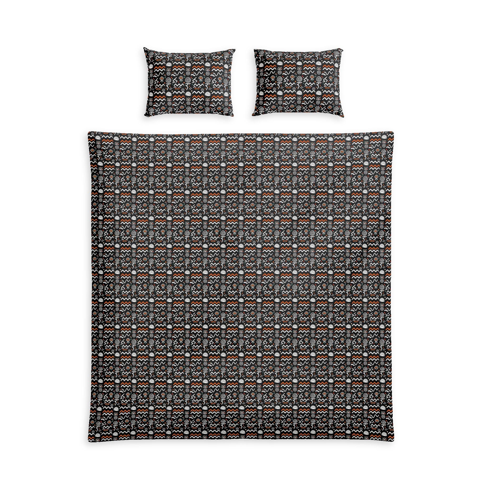 Geometric Tribal Cotton Duvet Cover Set – Boho Pattern Bedspread with Matching Pillowcases