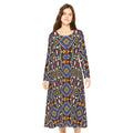 Bohemian Geometric Maxi Dress - Long Sleeve AOP Dance Dress