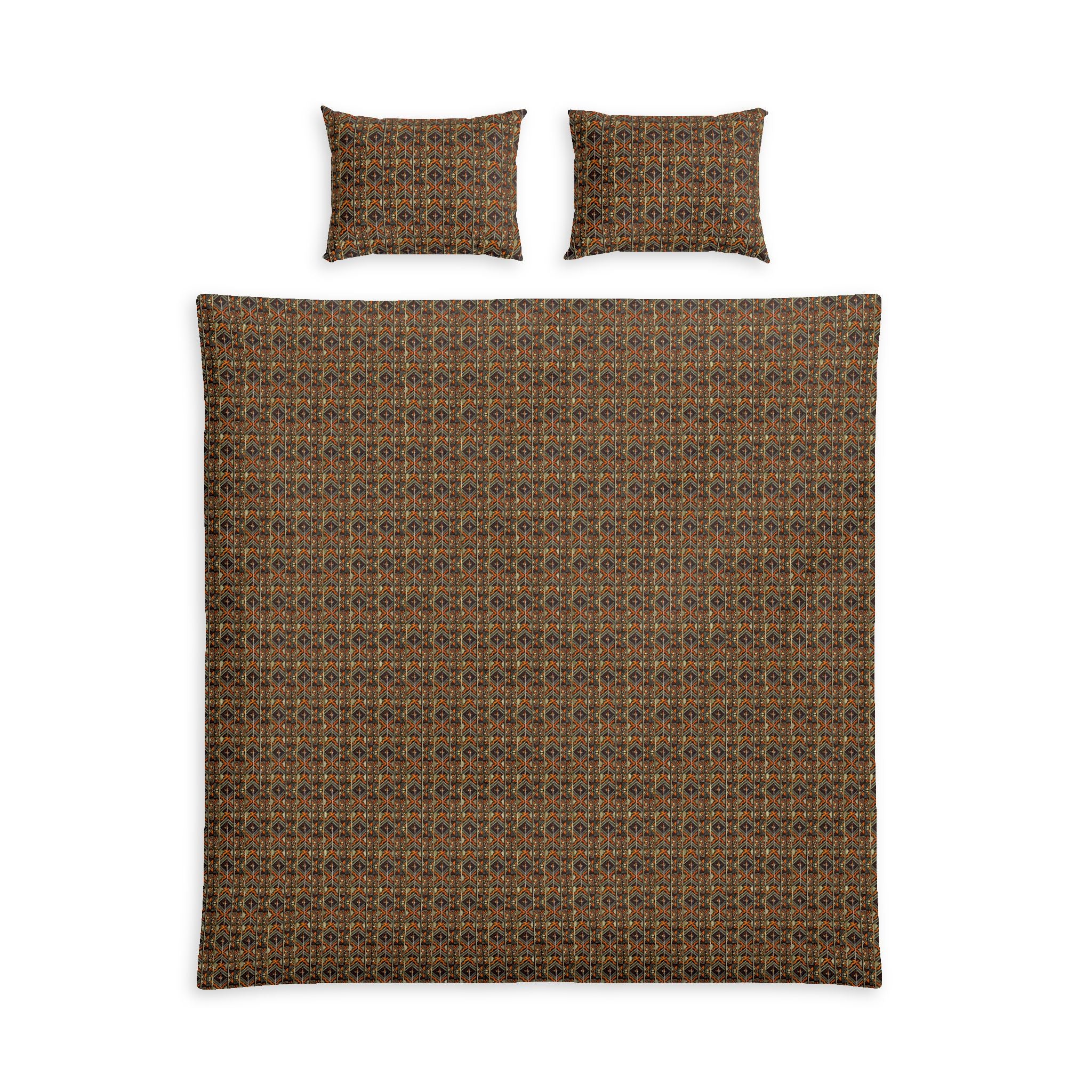 Bohemian Brown Woven Pattern Cotton Bed Set — Duvet Cover & Pillowcases