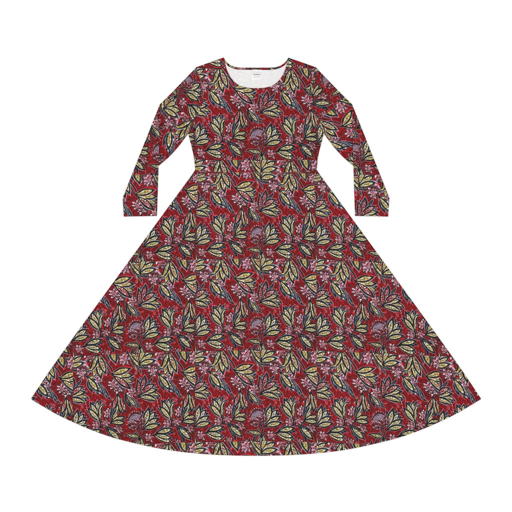 Floral Vintage-Style Long Sleeve Dance Dress