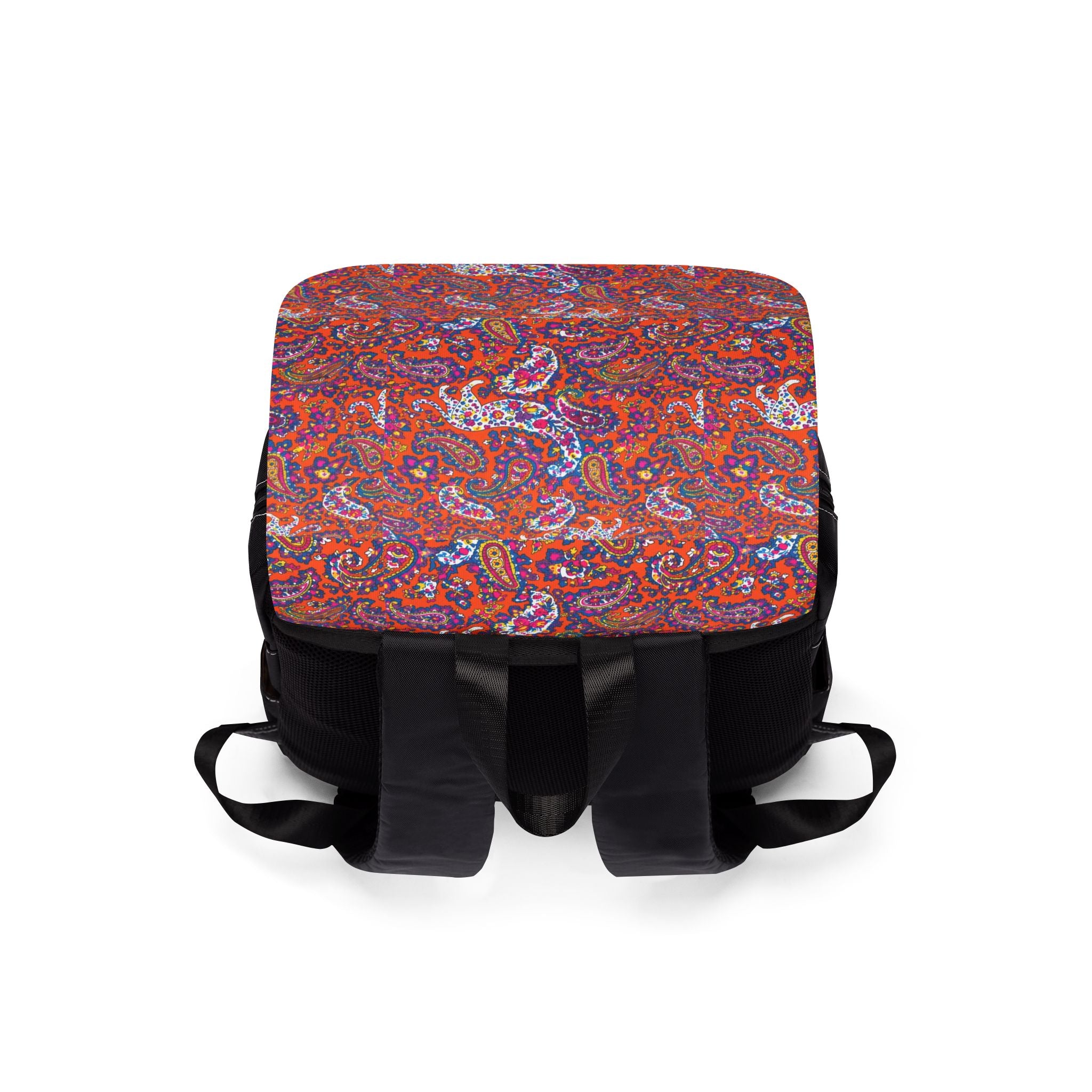 Boho Red Paisley Backpack — Casual Shoulder Backpack