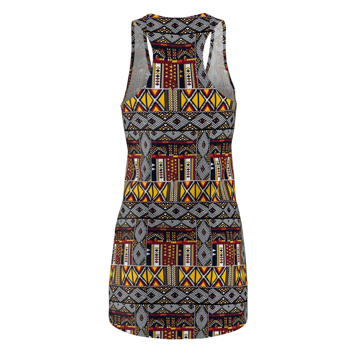 African Tribal Print Racerback Dress – Bold Geo Pattern AOP