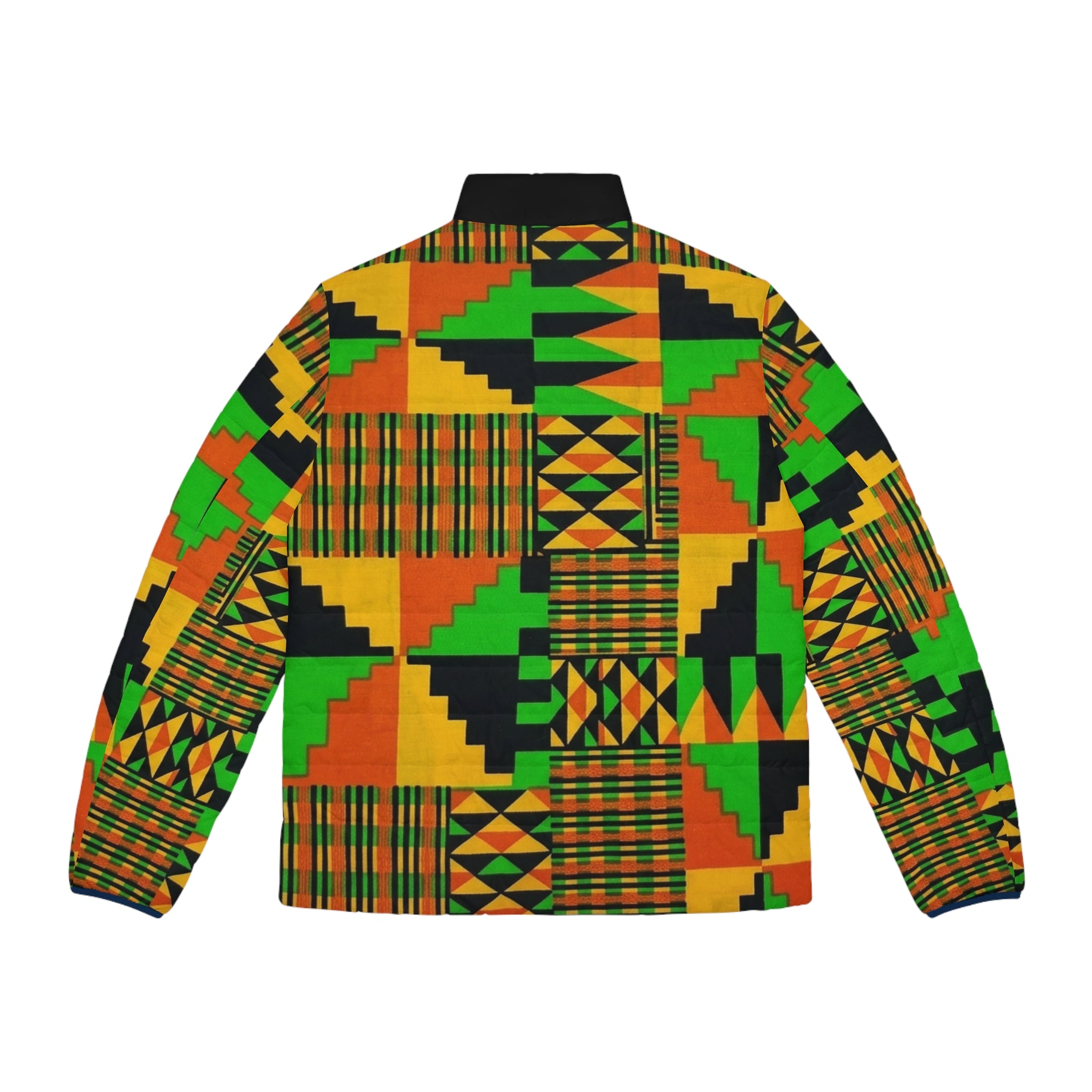 Kente Print Men's Puffer Jacket – Vibrant African Pattern Winter Coat