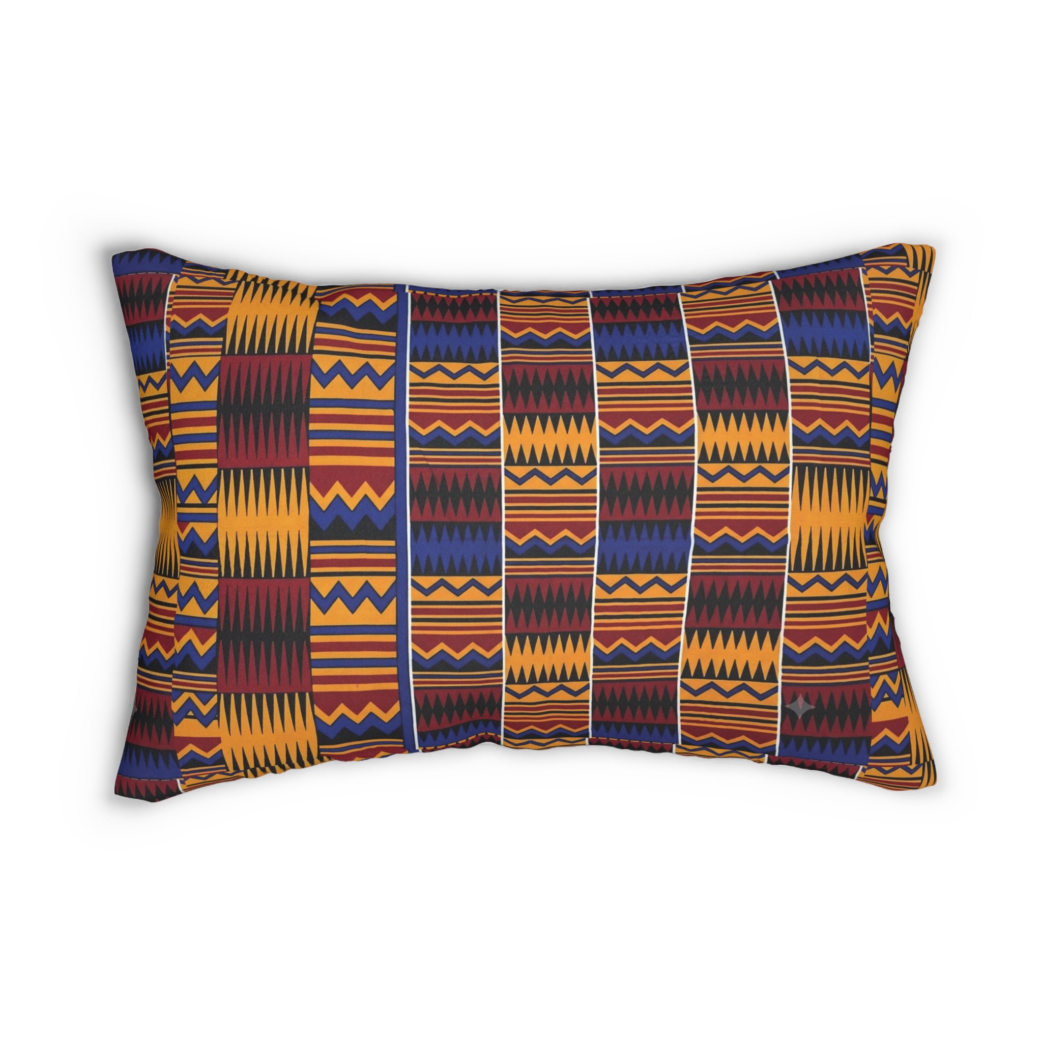 Kente-Inspired Lumbar Pillow — African Pattern Accent Cushion