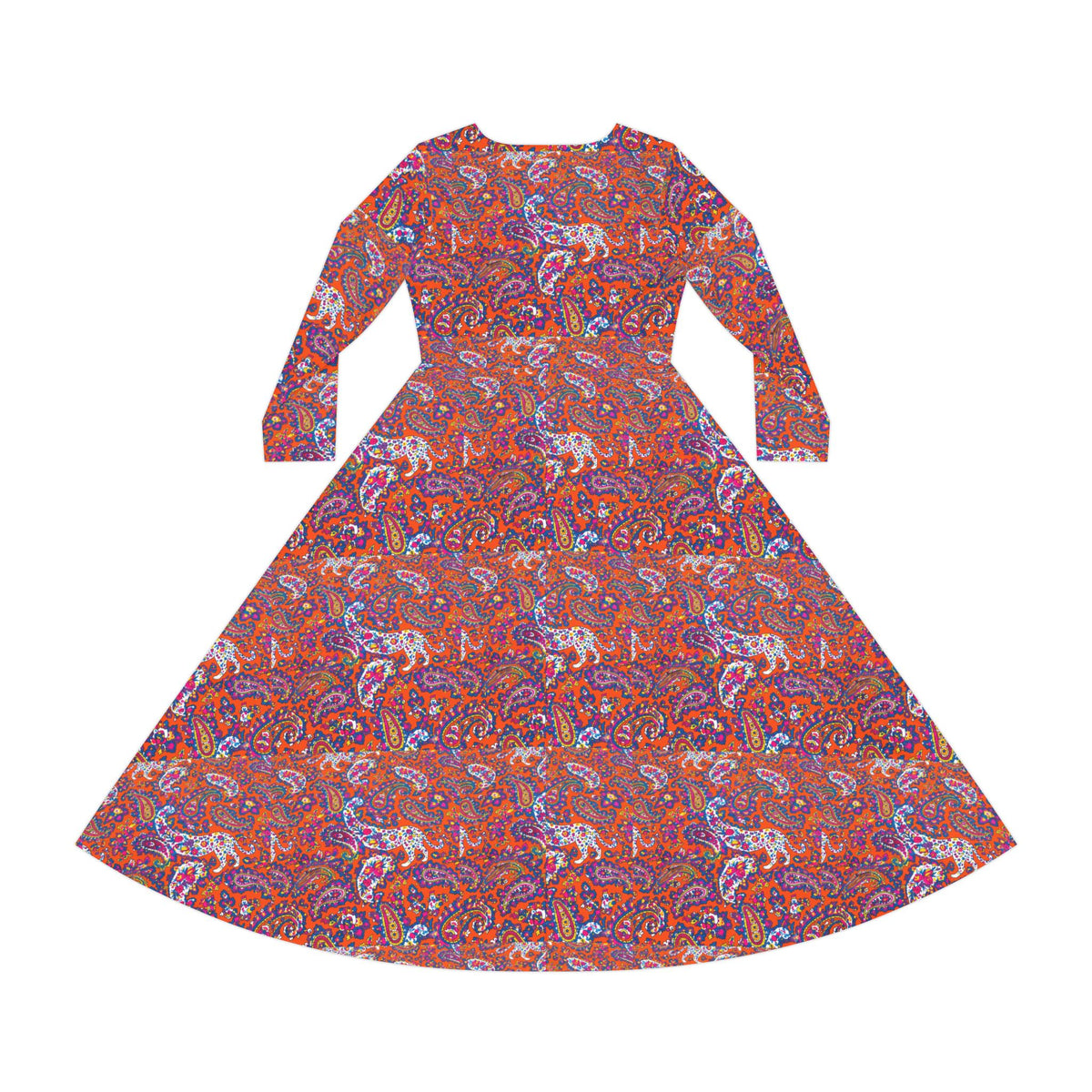 Floral Paisley Long-Sleeve Dance Dress — Vibrant Boho AOP Skater Dress