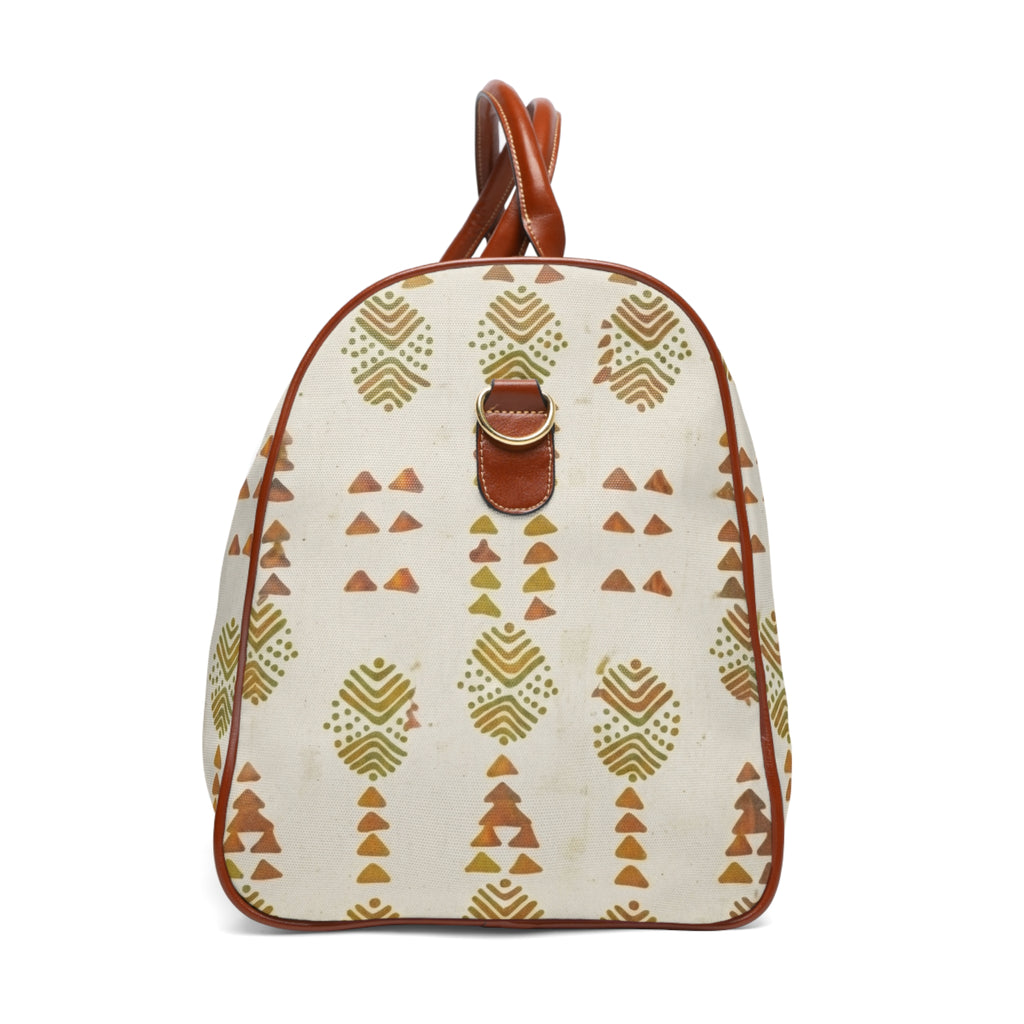 Boho Waterproof Travel Bag — Canvas Weekender Duffle with Tribal Print