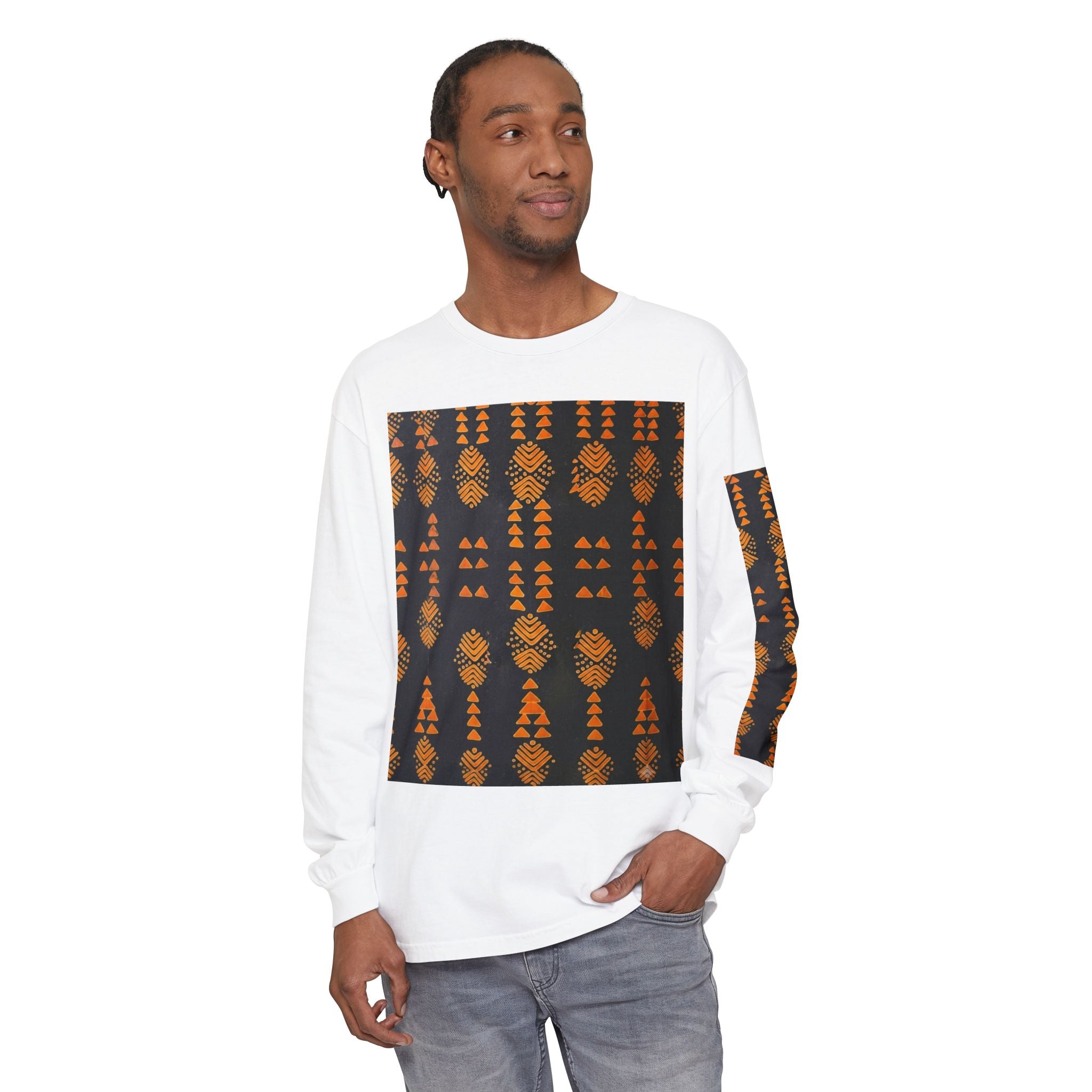 Rustic Geometric Pattern Long Sleeve Tee