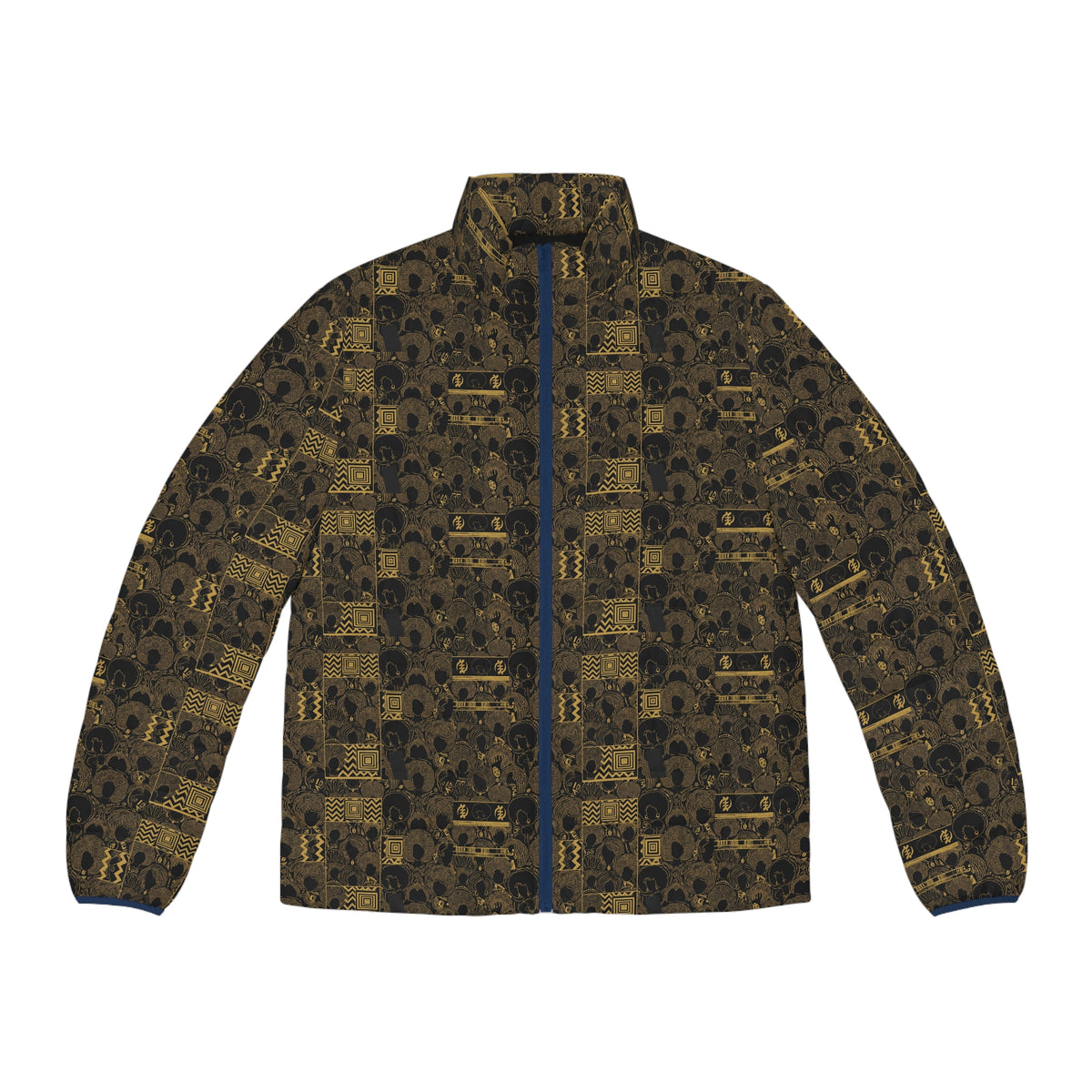 Men's Puffer Jacket — Vintage Gold Patterned All-Over Print