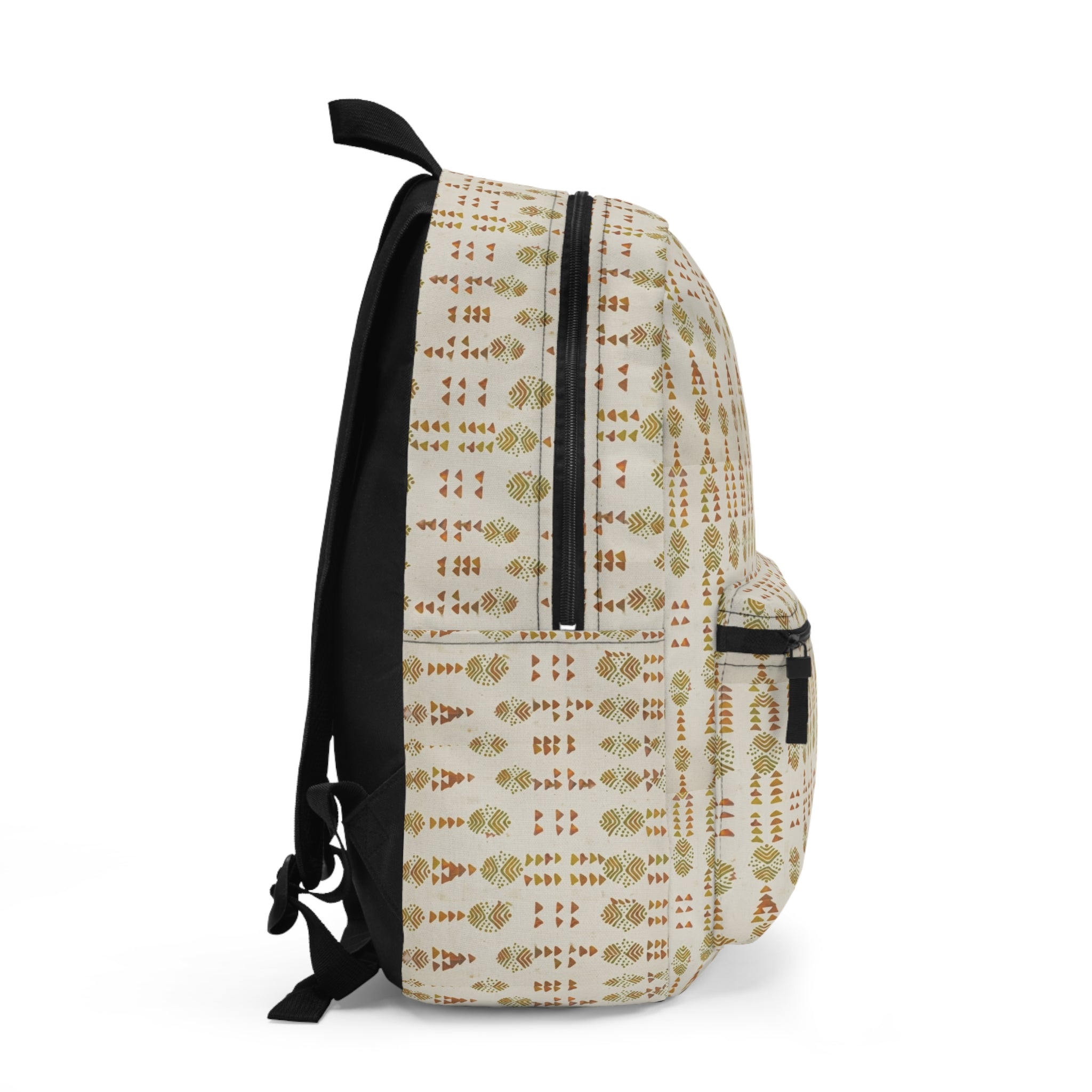 Boho Earthtones Pattern Backpack — Neutral Tribal Print School & Travel Bag