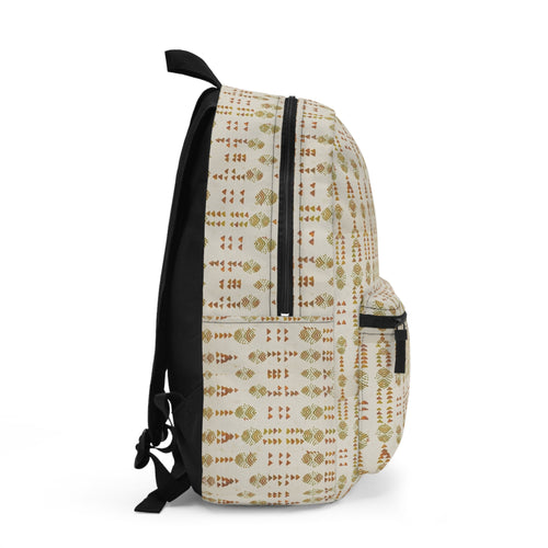 Boho Earthtones Pattern Backpack — Neutral Tribal Print School & Travel Bag