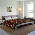 Geometric Tribal Comforter — Bold Red, Yellow & Black Pattern