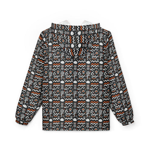 Aztec Geometric Windbreaker Jacket – All-Over Print Hooded Windbreaker