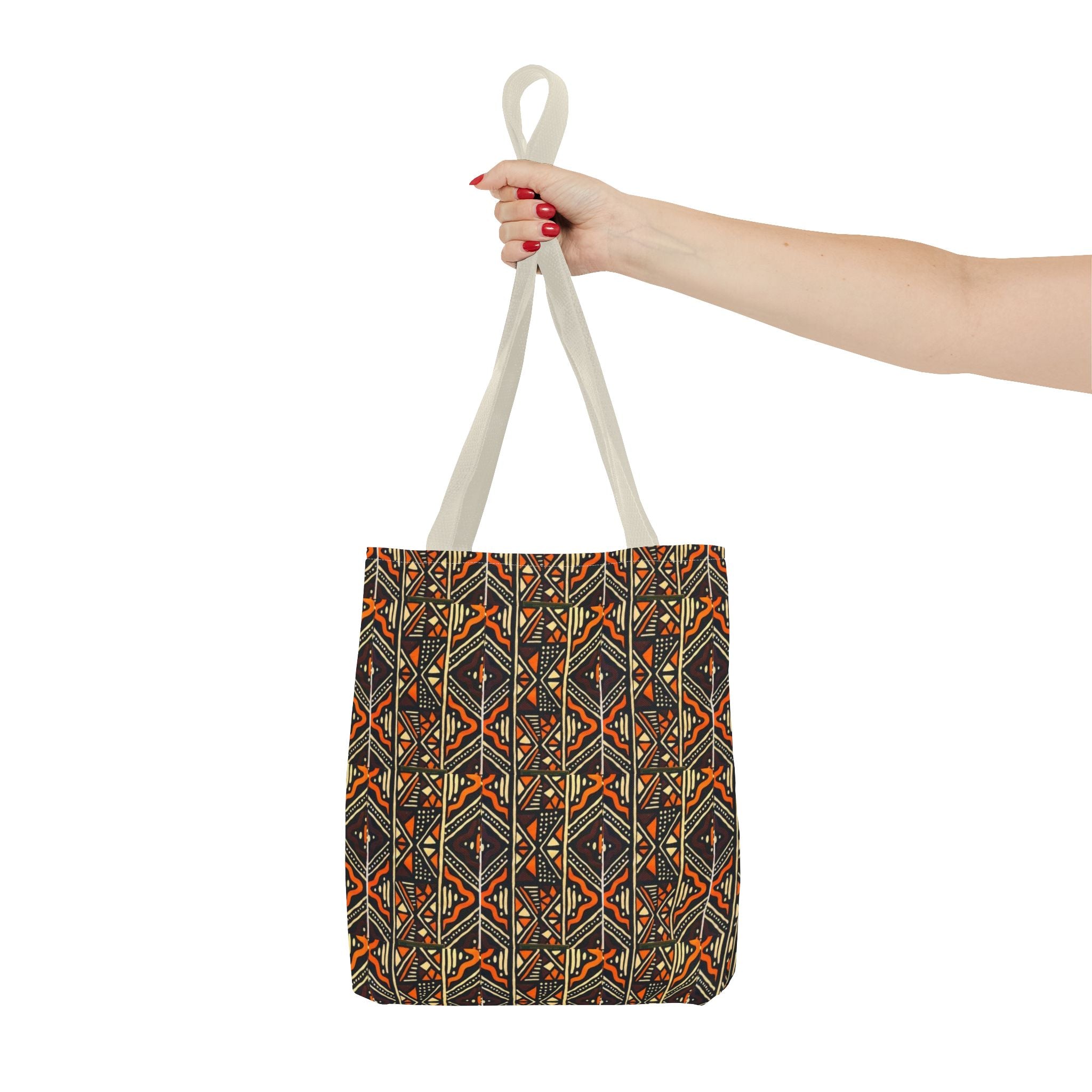 Tribal Geometric Tote Bag – Earthy Aztec Pattern All-Over Print