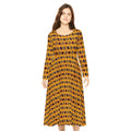 Autumn Sunflower Pattern Long Sleeve Dance Dress