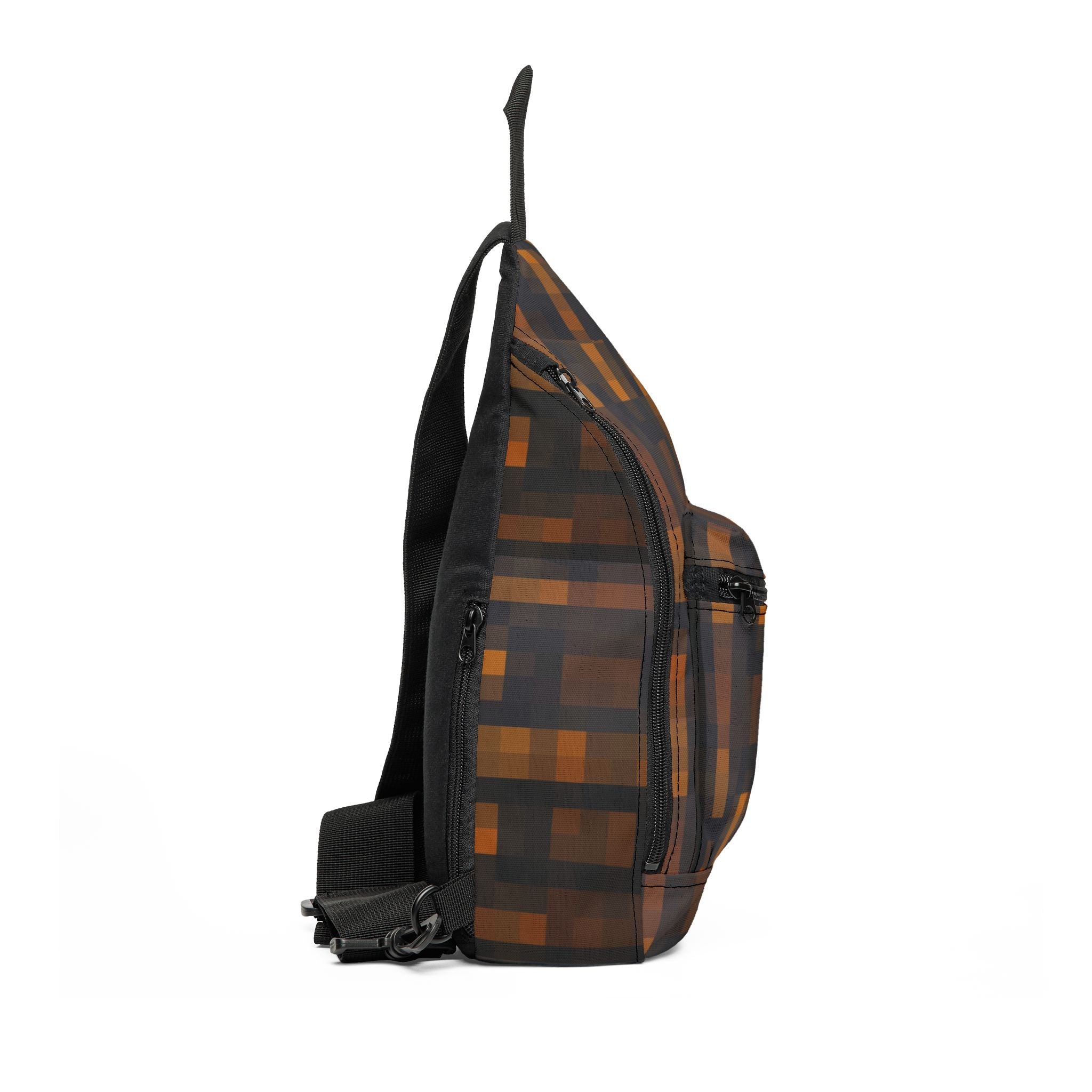 Plaid Sling Bag – Brown Geometric Crossbody for Everyday Travel