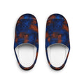 Pixel Plaid Men's Indoor Slippers — Cozy Blue & Rust Check Pattern