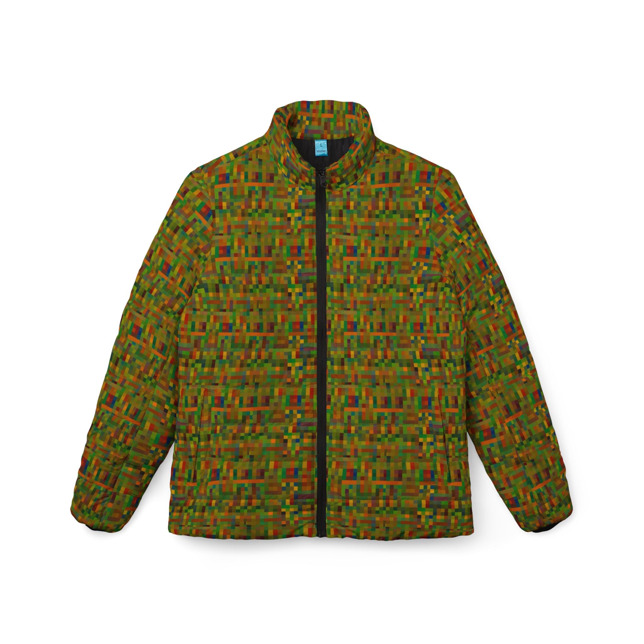Women’s Puffer Jacket — Autumn Mosaic All-Over Print