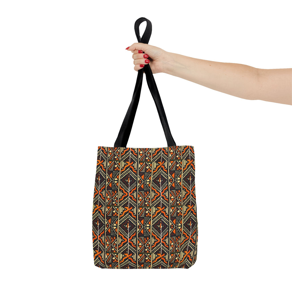 Tribal Geometric Tote Bag – Earthy Aztec Pattern All-Over Print