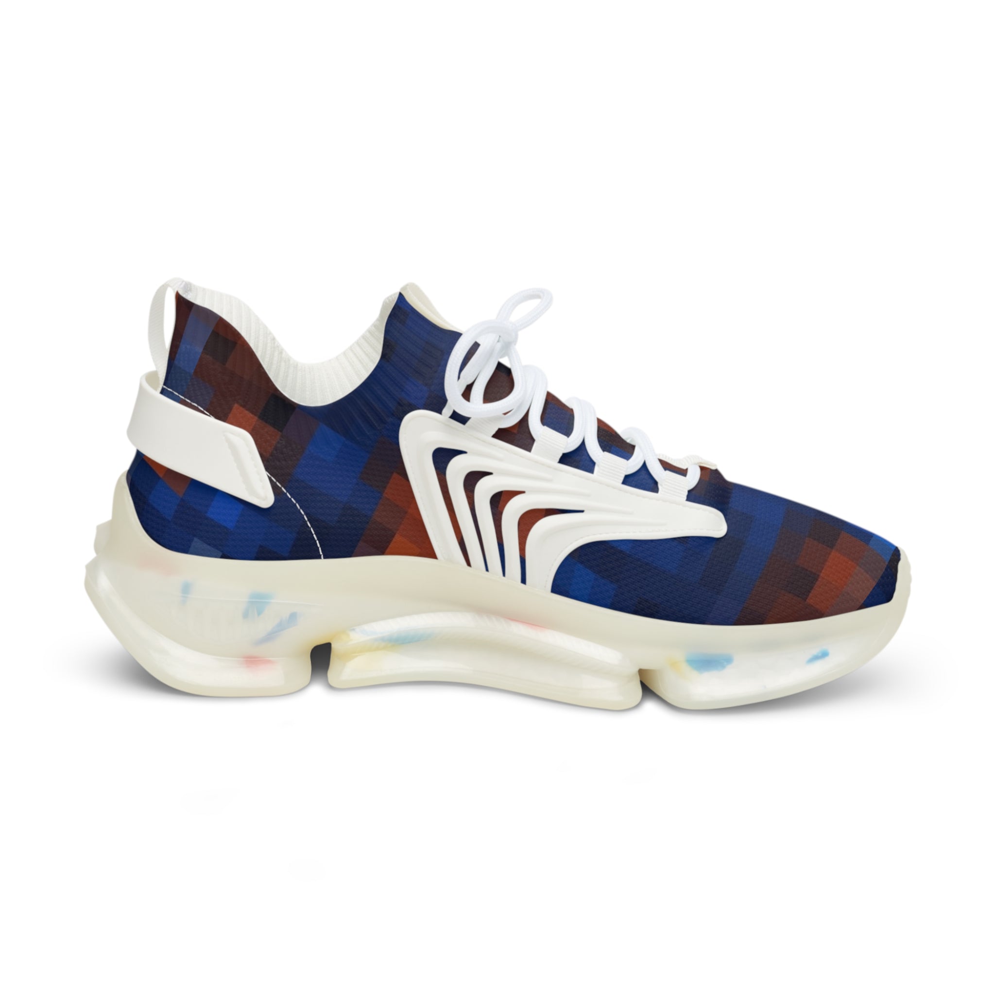 Men's Mesh Sneakers – Blue Red Plaid Athletic Shoes