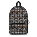 Tribal Geo Print Backpack – Black & Orange Patterned School Bag