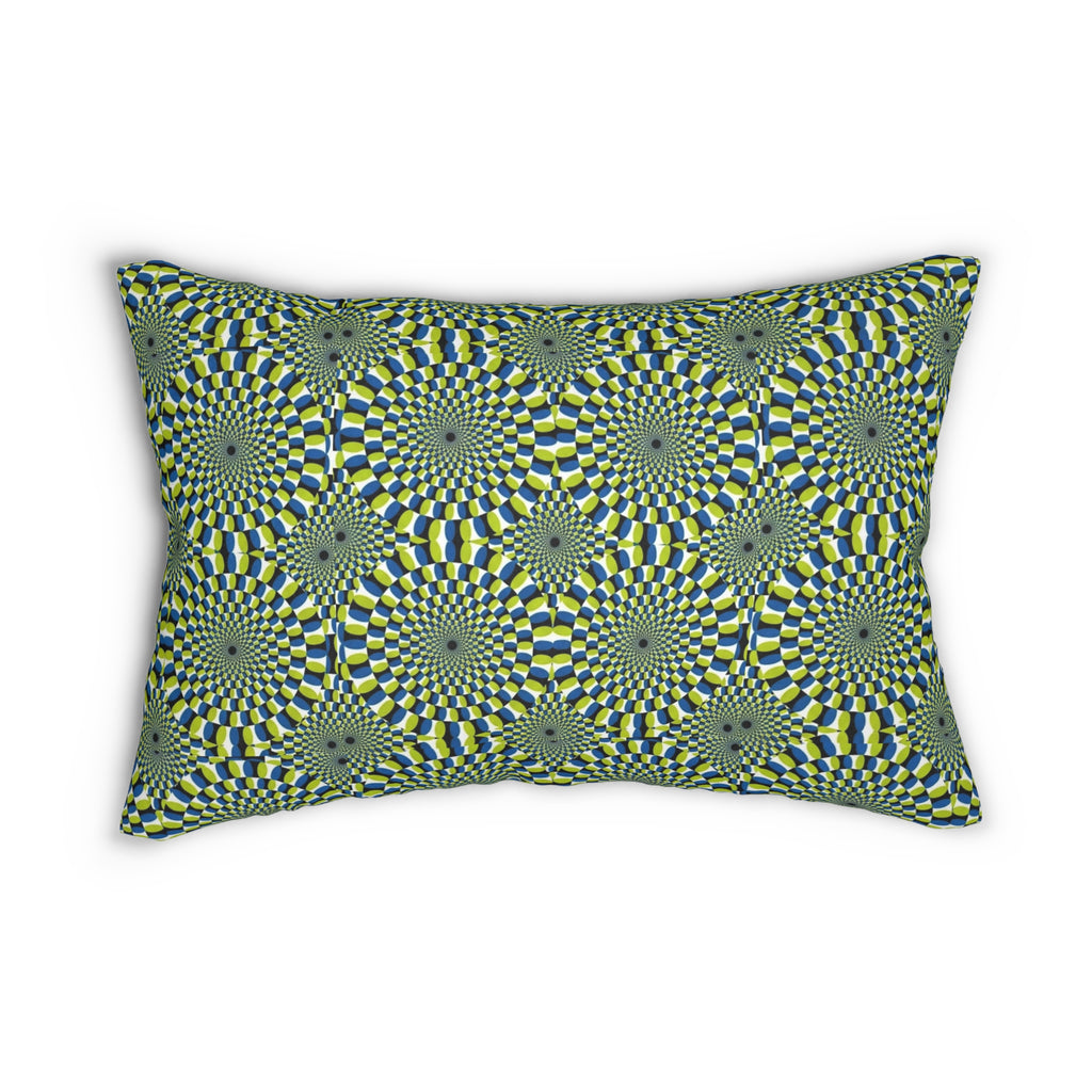 Lumbar Pillow — Green Optical Illusion Geometric Pattern