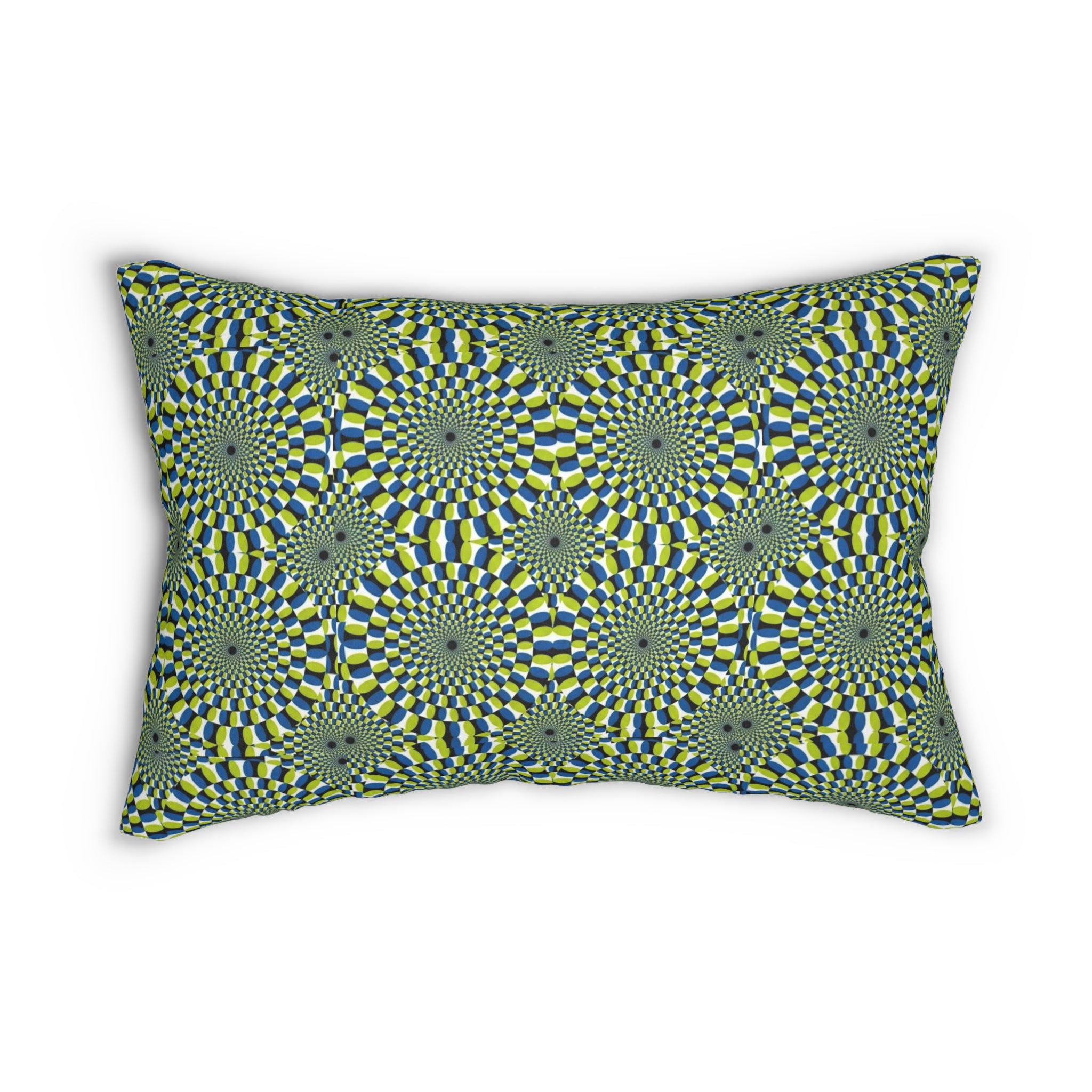 Lumbar Pillow — Green Optical Illusion Geometric Pattern