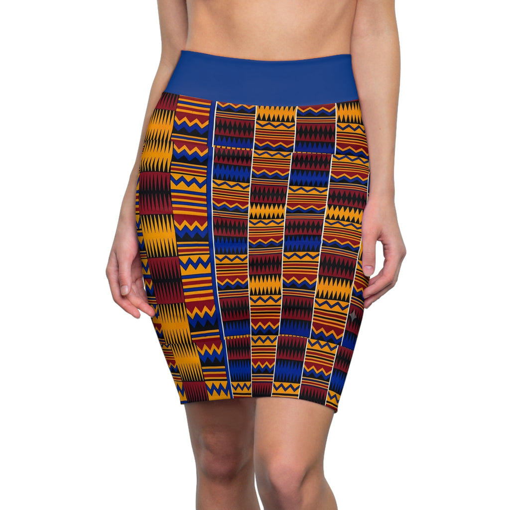 Kente Print Pencil Skirt – Vibrant African Pattern Women's Skirt