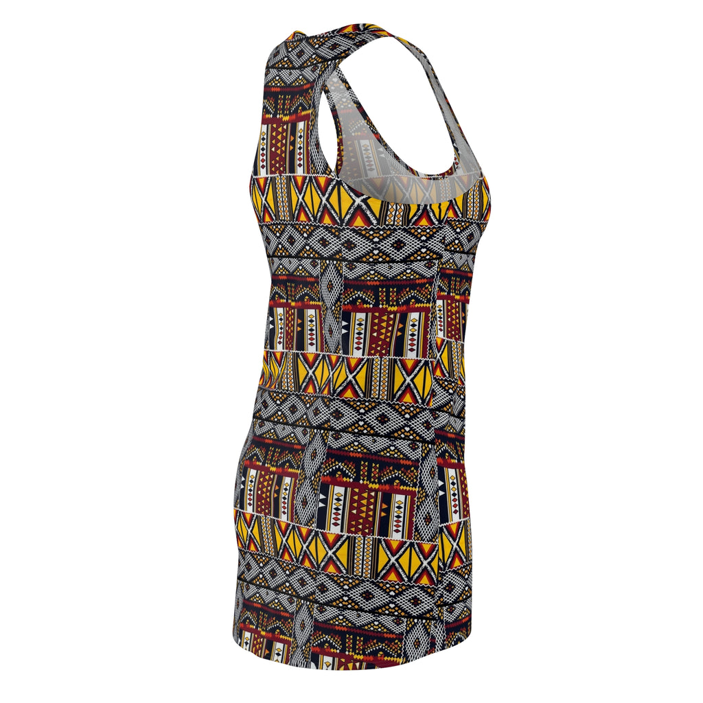 African Tribal Print Racerback Dress – Bold Geo Pattern AOP