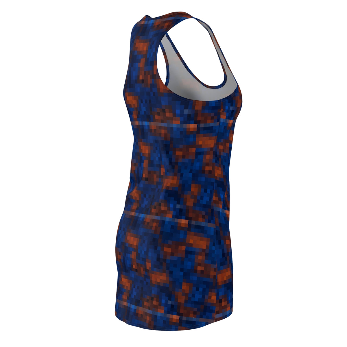 Racerback Dress - Blue & Rust Pixel Mosaic All-Over Print