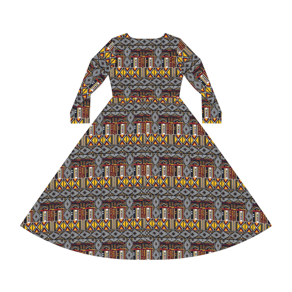 Aztec Pattern Long-Sleeve Dance Dress