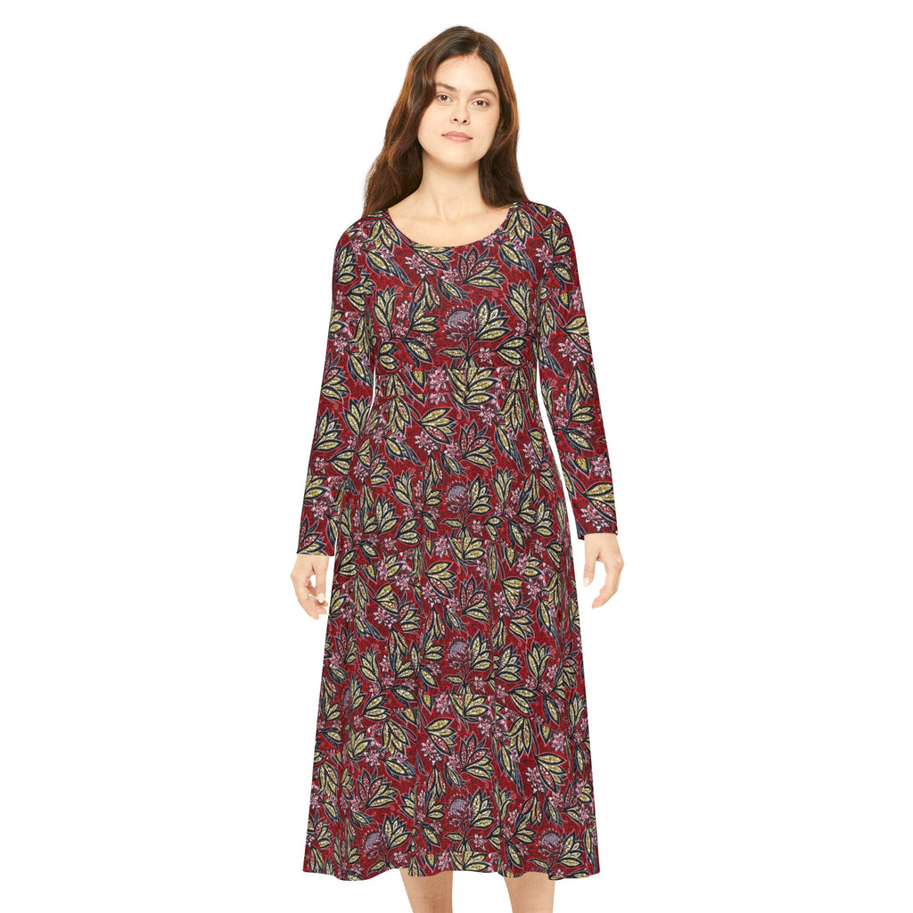 Floral Vintage-Style Long Sleeve Dance Dress