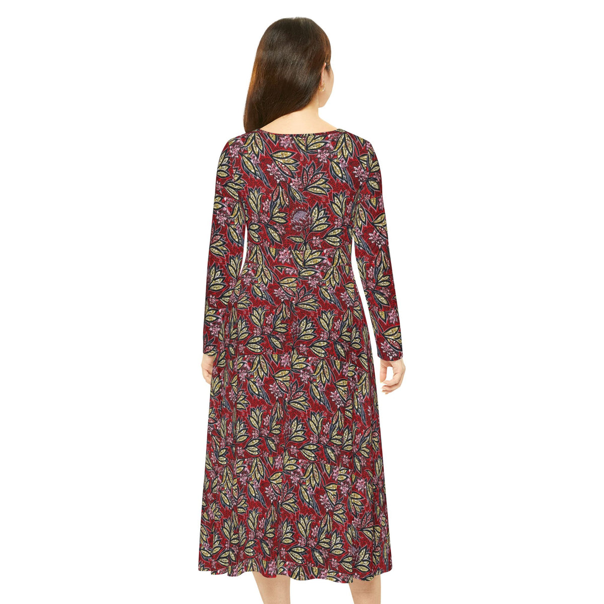 Floral Vintage-Style Long Sleeve Dance Dress
