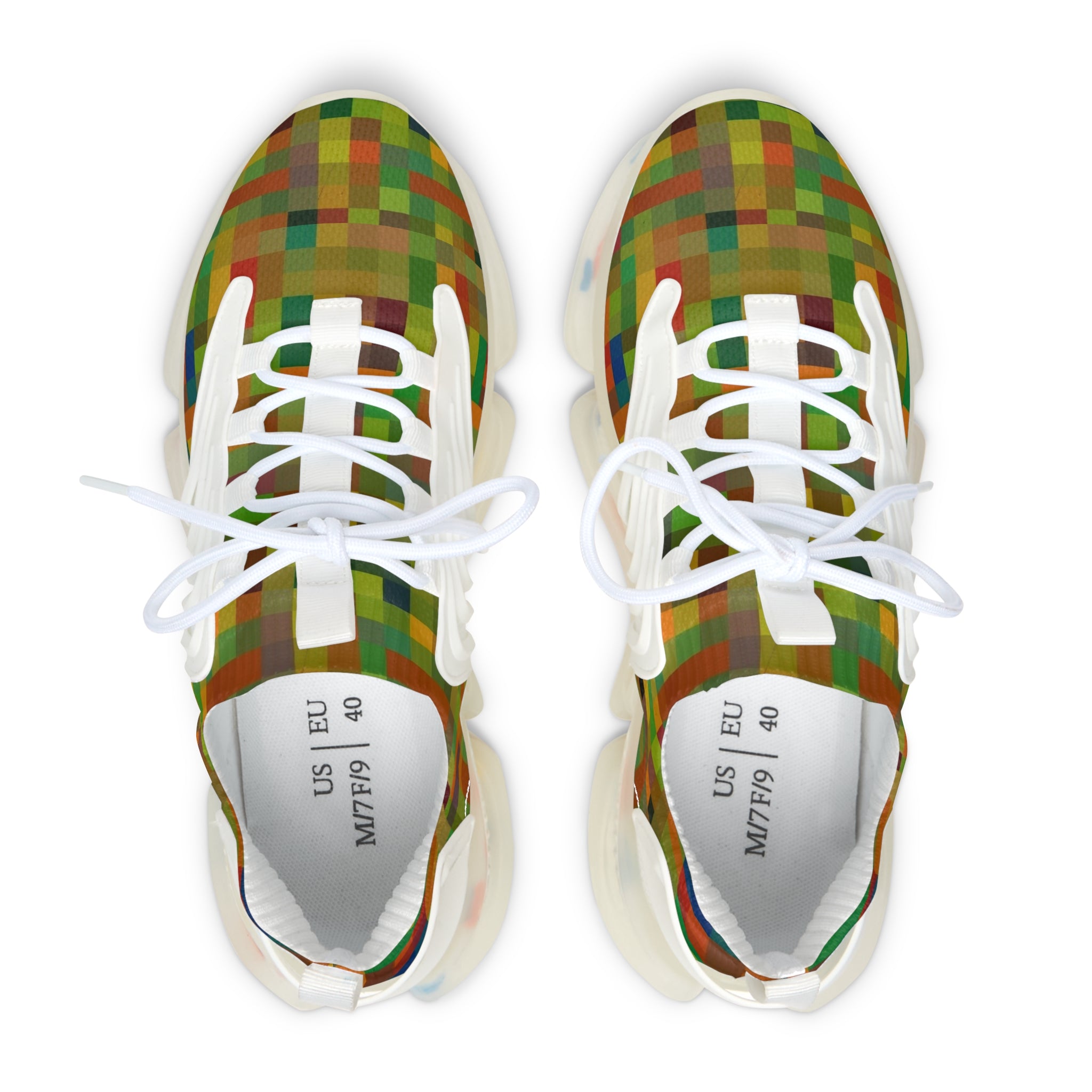 Women’s Mesh Sneakers — Retro Pixel Plaid Athletic Shoes