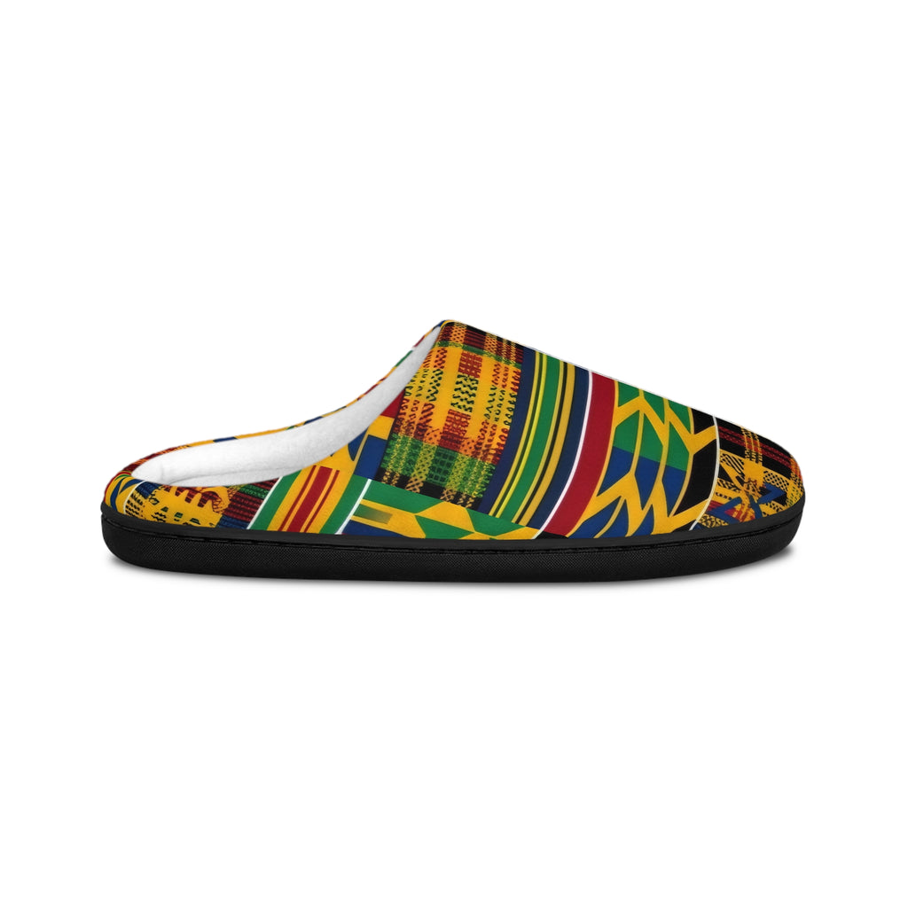 Kente Print Women's Indoor Slippers — Colorful African Pattern Cozy House Shoes